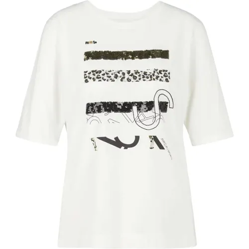Sequin Patterned Cotton T-Shirt , female, Sizes: XL - Marc Cain - Modalova