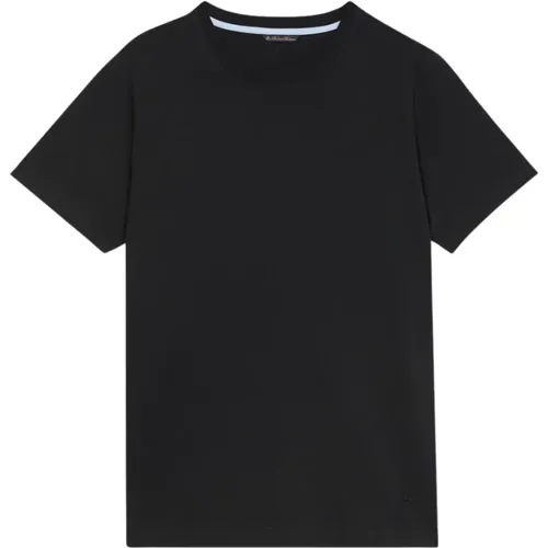 Schwarzes Baumwoll-Crewneck-T-Shirt , Herren, Größe: L - Brooks Brothers - Modalova