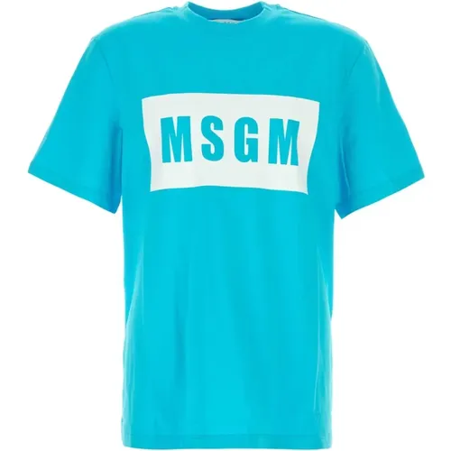 Hellblaues Baumwoll-T-Shirt MSGM - MSGM - Modalova