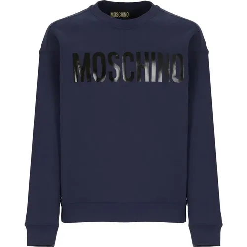 Sweatshirts, male, , Size: XL Cotton Sweatshirt Crew Neck Logo - Moschino - Modalova