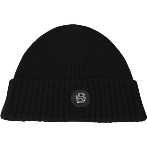 Beanies, unisex, , Size: ONE SIZE Ribbed wool beanie with logo patch - Hugo Boss - Modalova