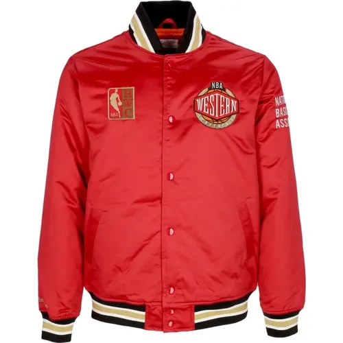 Bomber Jackets, male, , Size: XL Team West Bomber Jacket NBA Collection - Mitchell & Ness - Modalova