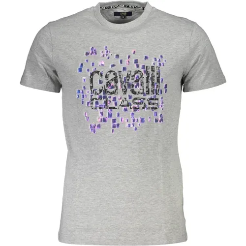 Graues T-Shirt Kurzarm Herren , Herren, Größe: L - Cavalli Class - Modalova