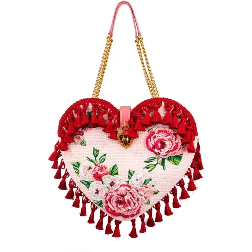 Heart Crochet Bag , female, Sizes: ONE SIZE - Dolce & Gabbana - Modalova