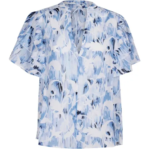 Floral Fountain Blue Blouse Tenya , female, Sizes: L, S - Lala Berlin - Modalova