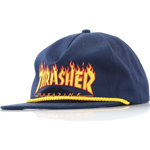 Caps, unisex, , Size: ONE SIZE Flame Rope Flat Brim Cap Navy - Thrasher - Modalova