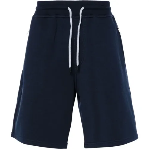 Long Shorts, male, , Size: 2XL Navy Jersey Drawstring Pants - BRUNELLO CUCINELLI - Modalova