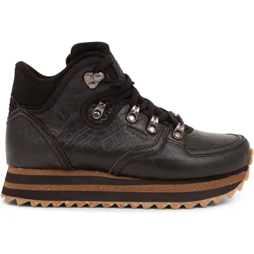 Embossed Leather Platform Sneaker , female, Sizes: 4 UK - Woden - Modalova
