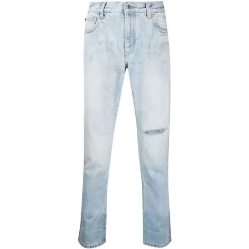 Blaue Baumwoll-Denim-Jeans für Herren , Herren, Größe: W31 - Off White - Modalova