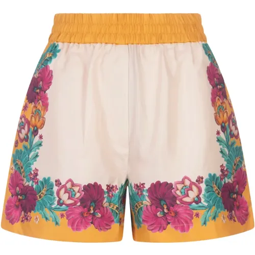 Floral Cotton Poplin Drawstring Shorts , female, Sizes: XS, M, S - La DoubleJ - Modalova
