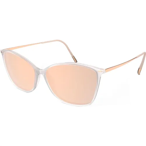 Sunglasses, female, , Size: ONE SIZE Transparent White/Brown Pink Gold Sunglasses - Silhouette - Modalova