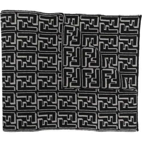 Rectangular /White Knitted Scarf , male, Sizes: ONE SIZE - Fendi - Modalova