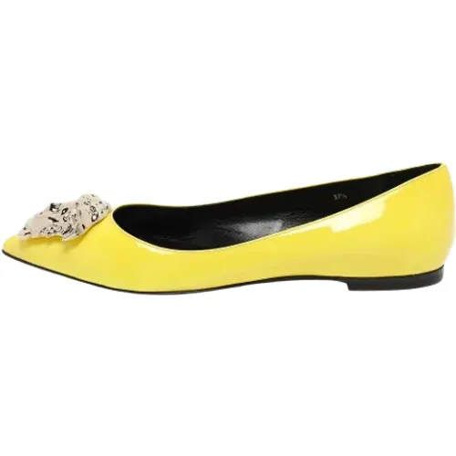 Pre-owned Flats, female, , Size: 7 1/2 US Pre-owned Leather flats - Versace Pre-owned - Modalova