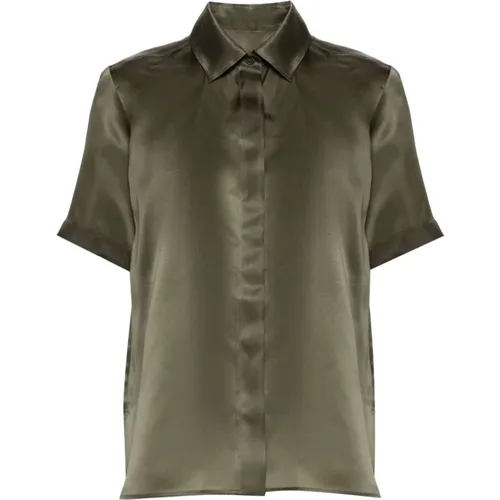 Silk Satin Shirt with Pleat Detailing , female, Sizes: XS, 2XS, S - Max Mara - Modalova