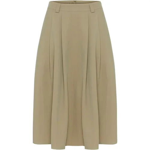 Flared Skirt with Ruffle Detail , female, Sizes: 2XL, L, S - My Essential Wardrobe - Modalova