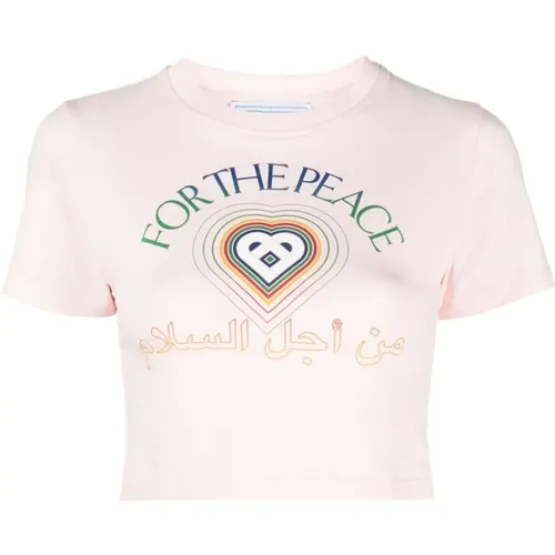 Peace Cropped T-Shirt mit Logo-Print - Casablanca - Modalova