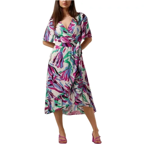 Weiße Blumen Midi Kleid , Damen, Größe: XS - Pom Amsterdam - Modalova