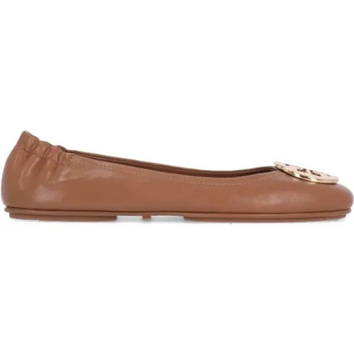 Leather Ballet Flats with Logo , female, Sizes: 4 UK, 6 UK, 5 1/2 UK, 3 1/2 UK, 3 UK - TORY BURCH - Modalova