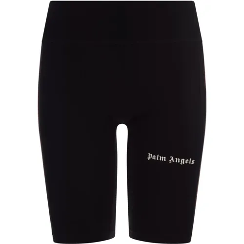 Schwarze Radlerhose mit Logodetail , Damen, Größe: S - Palm Angels - Modalova