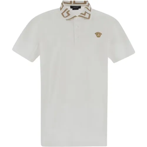 Polo Shirts, male, , Size: S Gold Medusa Embroidered Polo Shirt - Versace - Modalova