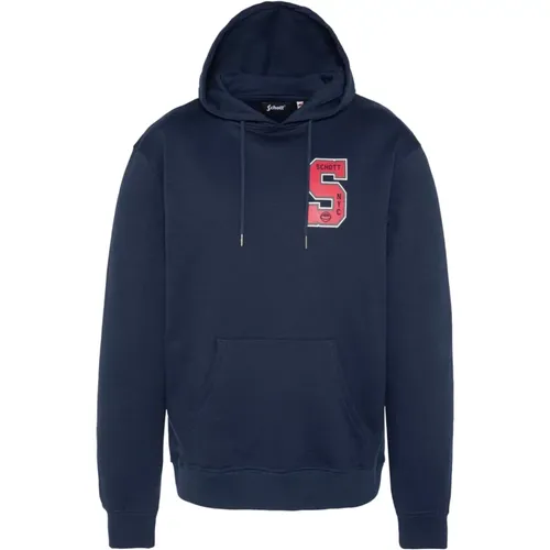 Blaue Kapuzen-Sweatshirt aus Baumwolle , Herren, Größe: 2XL - Schott NYC - Modalova