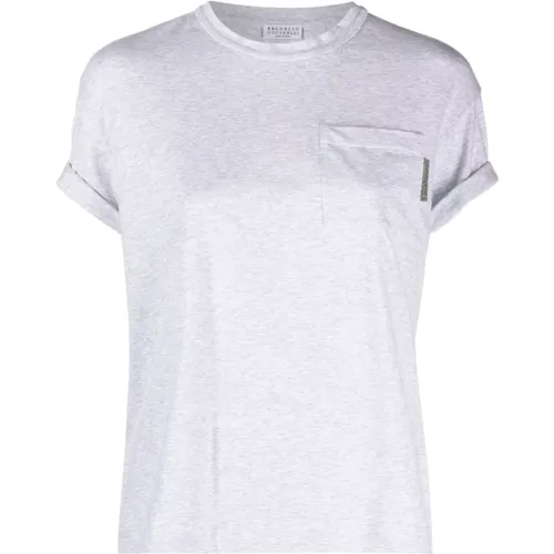 T-shirts and Polos Grey , female, Sizes: L - BRUNELLO CUCINELLI - Modalova