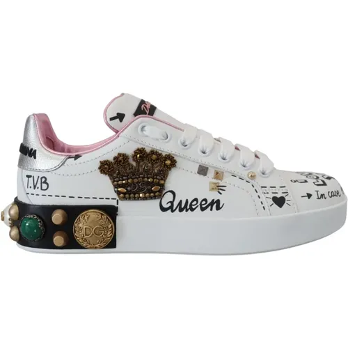 Königliche Krone Leder Sneakers - Dolce & Gabbana - Modalova