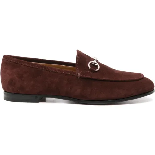 Suede Horsebit Loafers Chocolate , female, Sizes: 8 UK, 7 UK - Gucci - Modalova