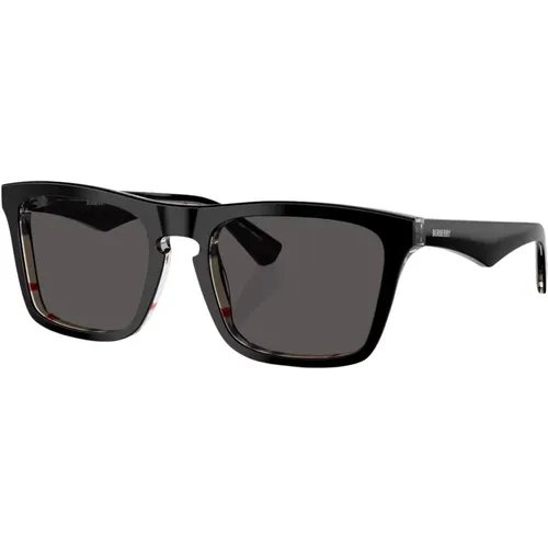 Square Pattern Sunglasses Dark Grey Lenses , male, Sizes: 57 MM - Burberry - Modalova