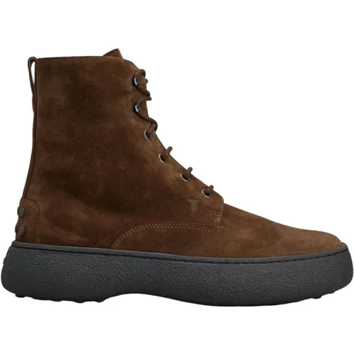 Dark Lace-up Boots with Chunky Sole , male, Sizes: 9 UK, 10 UK, 8 1/2 UK - TOD'S - Modalova