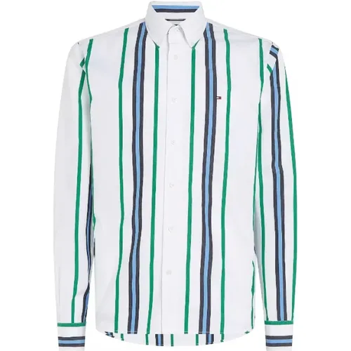 Striped Cotton Shirt , male, Sizes: M, 2XL, S, L, XL - Tommy Hilfiger - Modalova