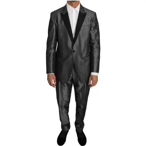 Single Breasted Suits, male, , Size: 2XL Patterned Slim Fit Suit - Dolce & Gabbana - Modalova