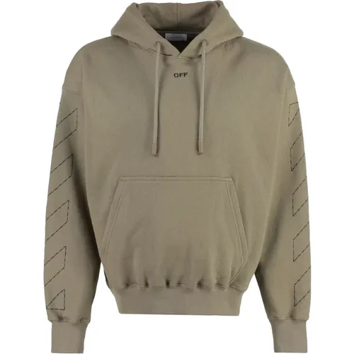 Bestickter Kapuzenpullover , Herren, Größe: S - Off White - Modalova