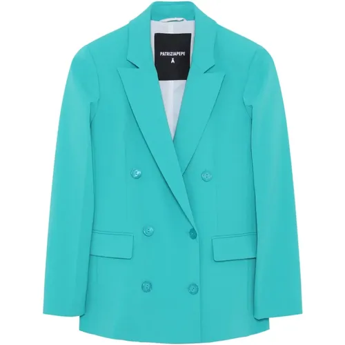 Blazers, female, , Size: XS Illusion Green Blazer with Vier-Knopf-Silhouette - PATRIZIA PEPE - Modalova