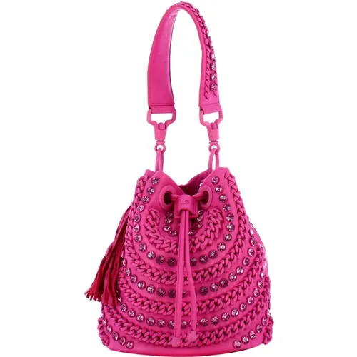 Fuchsia Studded Bucket Tasche , Damen, Größe: ONE Size - La Carrie - Modalova