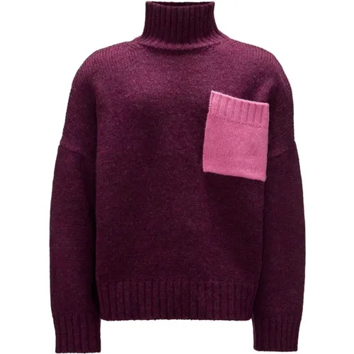 Turtlenecks, male, , Size: XS Two-tone Wool Sweater High Neck - JW Anderson - Modalova