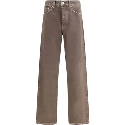 Straight Jeans, male, , Size: W31 Loose Denim Jeans with Twisted Seams - Sunflower - Modalova