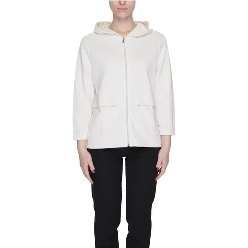 Weiße Zip-Up Kapuzen-Sweatshirt , Damen, Größe: 2XL - Street One - Modalova