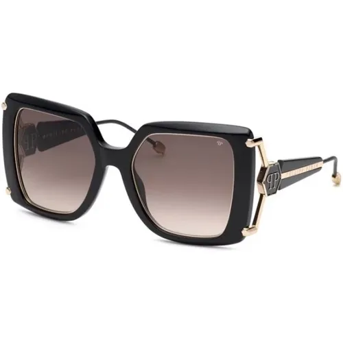 Spp121S Sunglasses in Shiny with Brown Gradient Pink Lenses , female, Sizes: 56 MM - Philipp Plein - Modalova