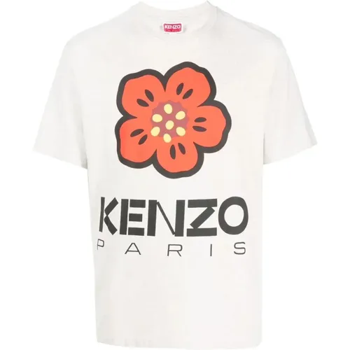 Weiße Blumen T-Shirt und Polo,Blumenmuster Baumwoll T-Shirt - Kenzo - Modalova