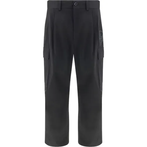 Straight Trousers, male, , Size: S Cargo Pants with Iconic Logo Embroidery - Dolce & Gabbana - Modalova