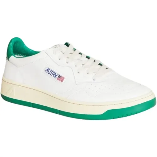 Weiße und grüne Ledersneaker mit niedrigem Schaft , Herren, Größe: 43 EU - Autry - Modalova