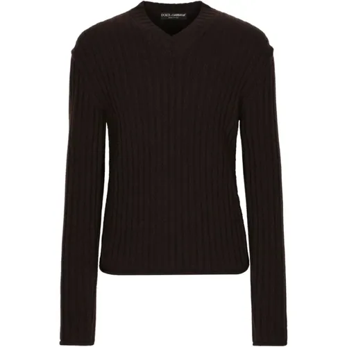 Braune Pullover mit V-Ausschnitt - Dolce & Gabbana - Modalova