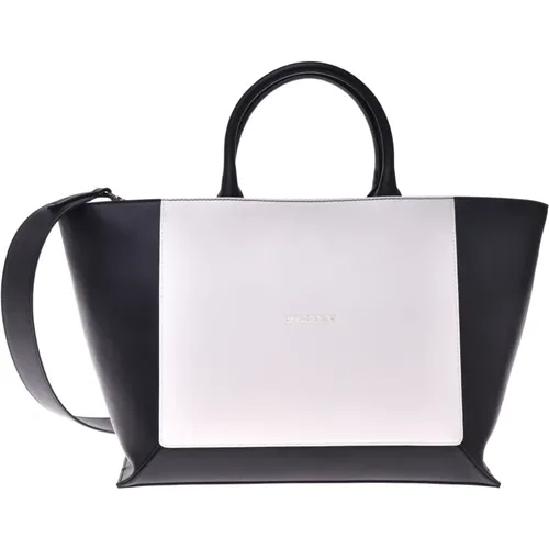 Leather handbag in black and , female, Sizes: ONE SIZE - Baldinini - Modalova