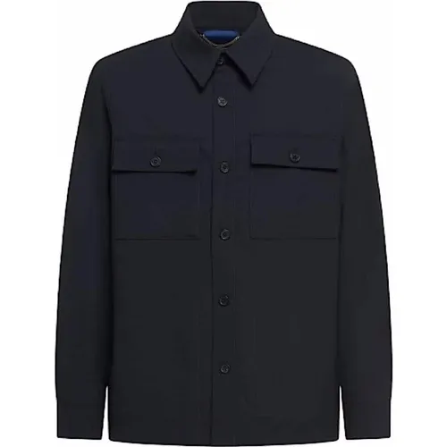 Navy Overshirt in Stretch Wool , male, Sizes: S, L, M - Department Five - Modalova