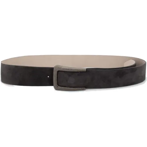 Suede Buckle Inlay Belt , female, Sizes: L, M - BRUNELLO CUCINELLI - Modalova