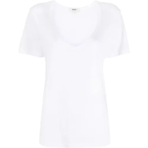 Weißes V-Ausschnitt T-Shirt , Damen, Größe: XS - Agolde - Modalova