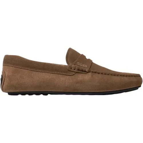 Loafers, male, , Size: 9 US Timeless Suede Penny Loafer - Hugo Boss - Modalova