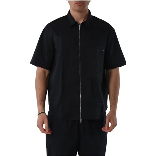 Cotton Shirt with Zip Closure , male, Sizes: L, M, 2XL, XL - Armani Exchange - Modalova