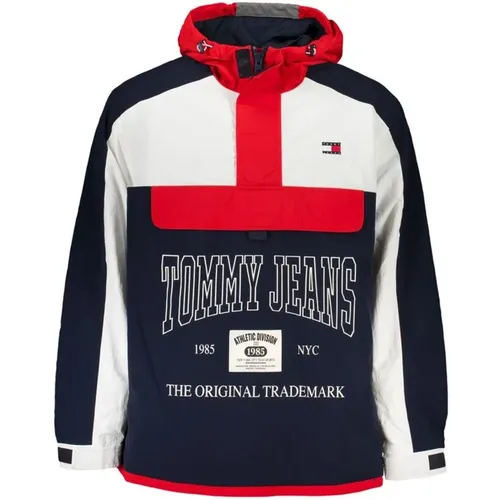 Light Jackets, male, , Size: M Sporty Hooded Jacket with Pockets - Tommy Hilfiger - Modalova